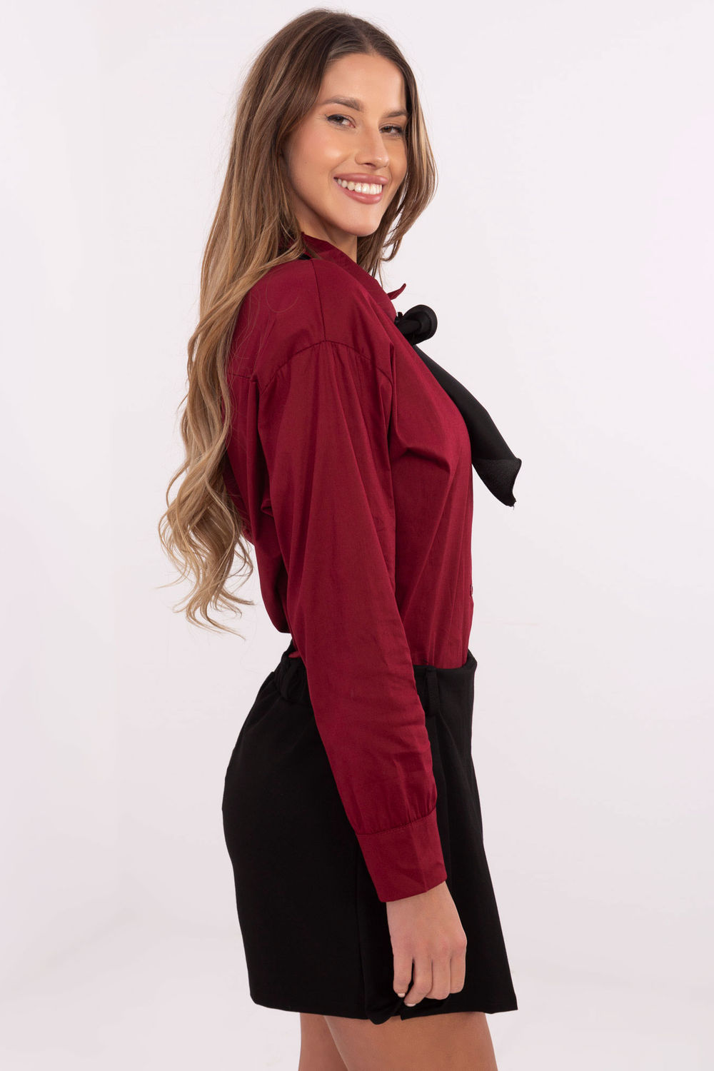 Koszula Damska Model DHJ-KS-9236.92P Bordo - Italy Moda204399 - Czerwony - obrazek 2