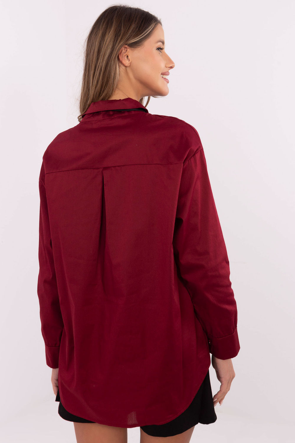 Koszula Damska Model DHJ-KS-9236.92P Bordo - Italy Moda204399 - Czerwony - obrazek 3