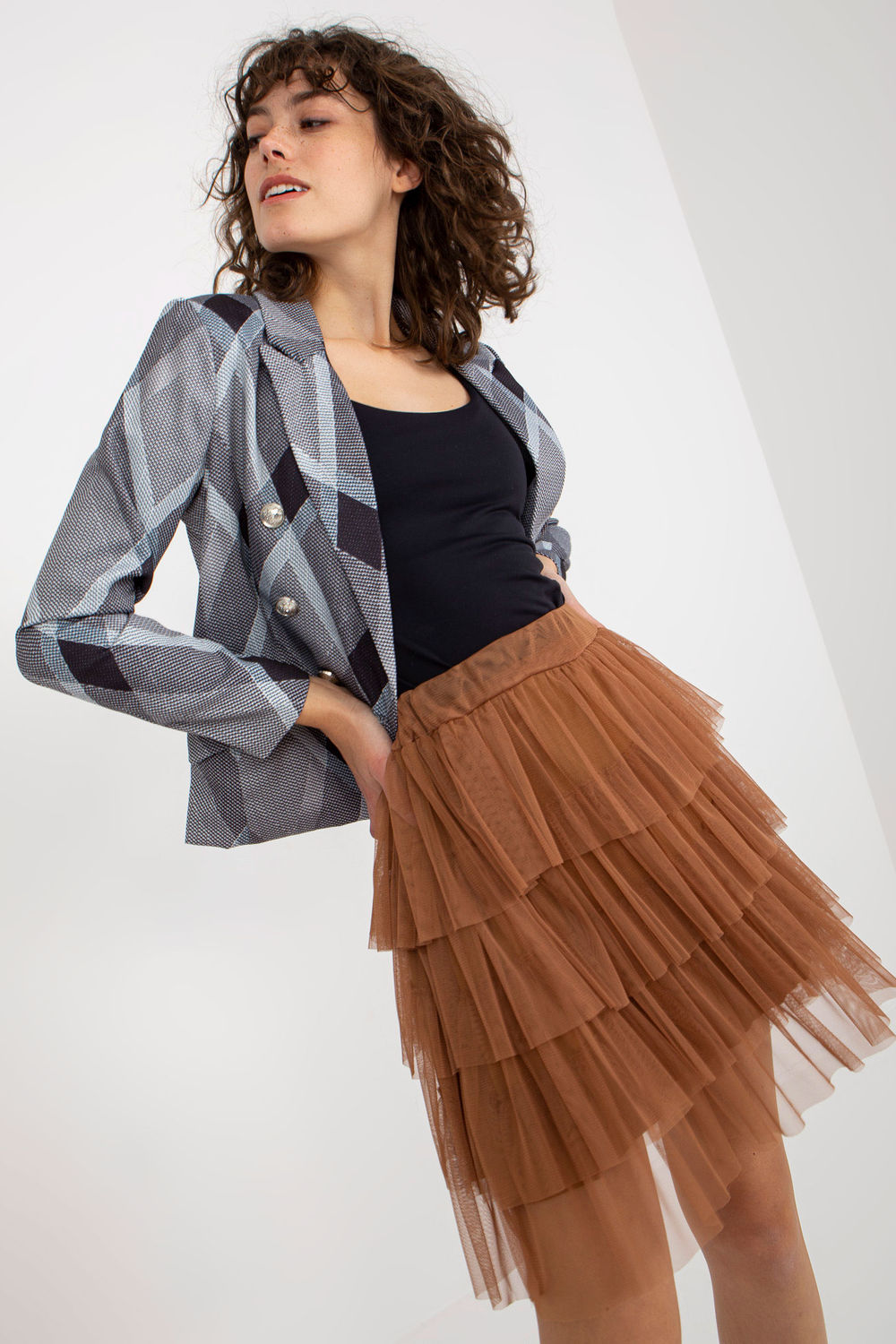 Spódnica Model TW-SD-BI-0517.84 Light Brown - Och Bella206150 - Brązowy - obrazek 4