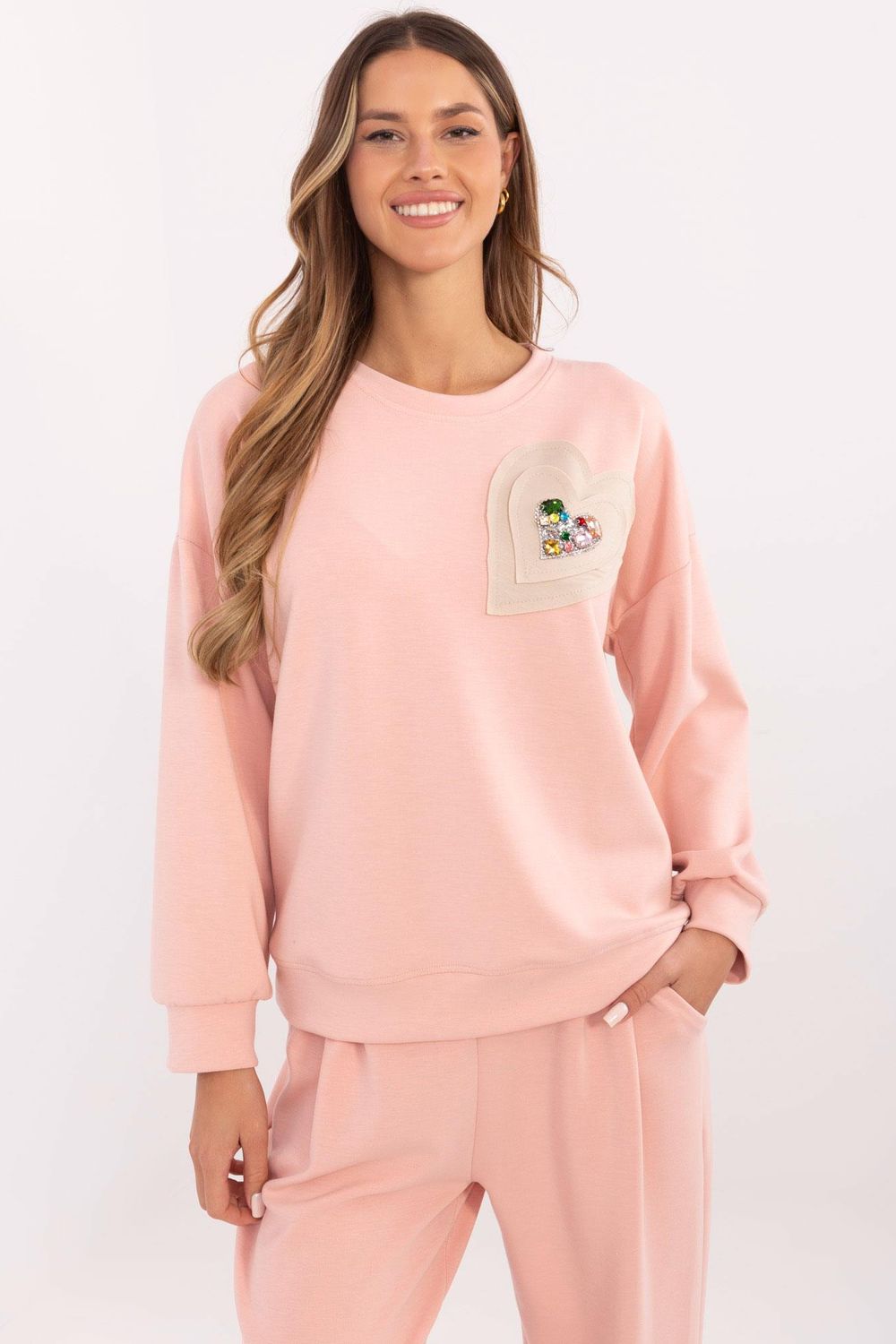 Bluza Damska Model DHJ-BL-20322.72 Brzoskwinia - Italy Moda207031 - Różowy