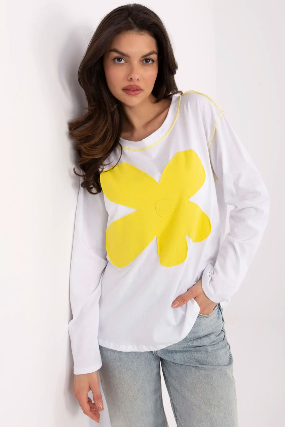 Bluzka Model MI-BZ-M6169.03 White/Yellow - Italy Moda209707 - Żółty
