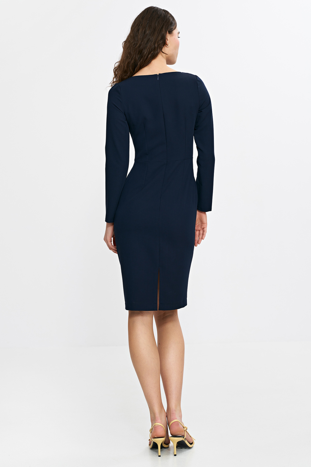 Sukienka z asymetryczną zakładką przy dekolcie S265 Navy - Nife210072 - Granatowy - obrazek 3