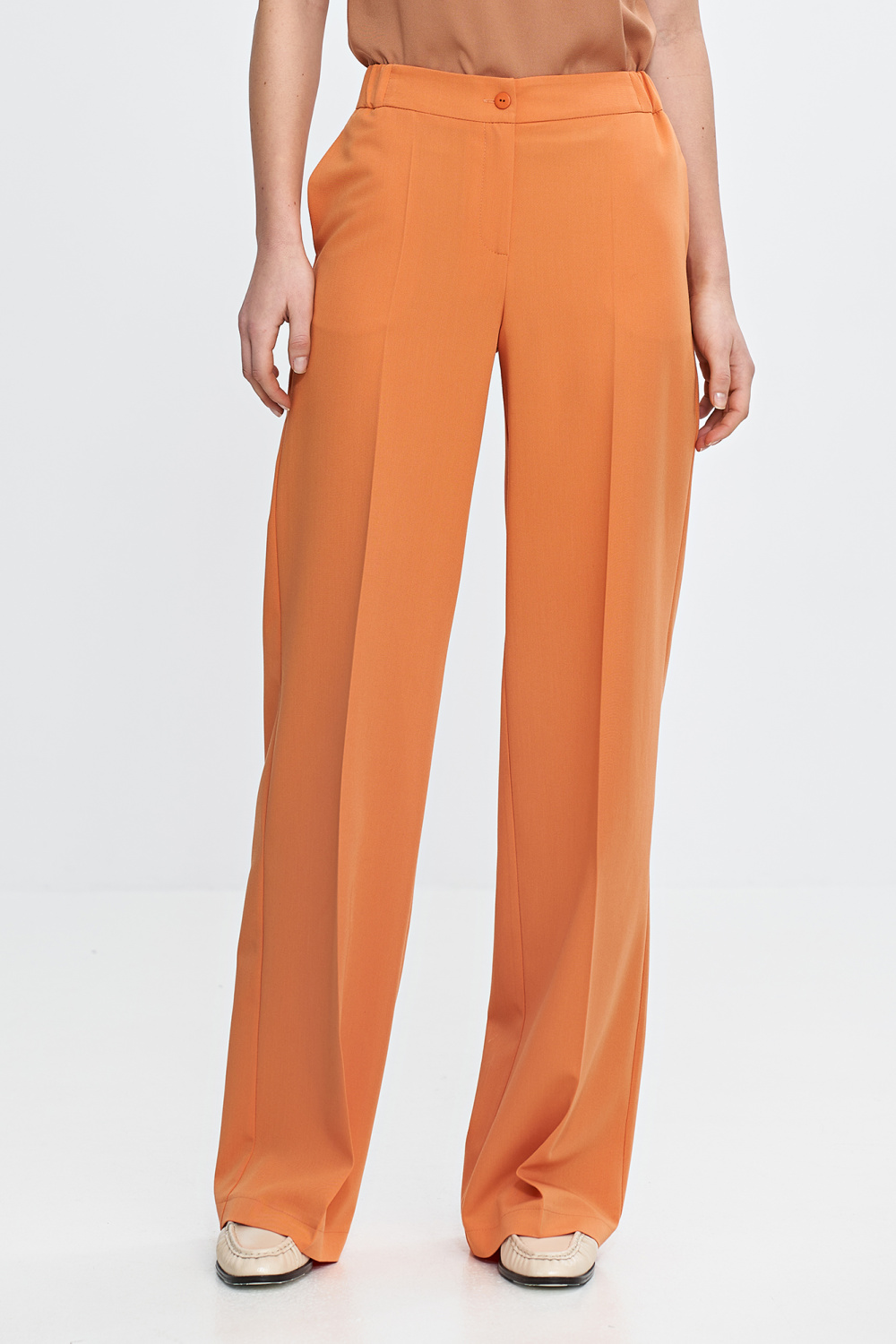 Spodnie wide leg z gumą w pasie SD113 Orange - Nife210082 - Pomarańczowy