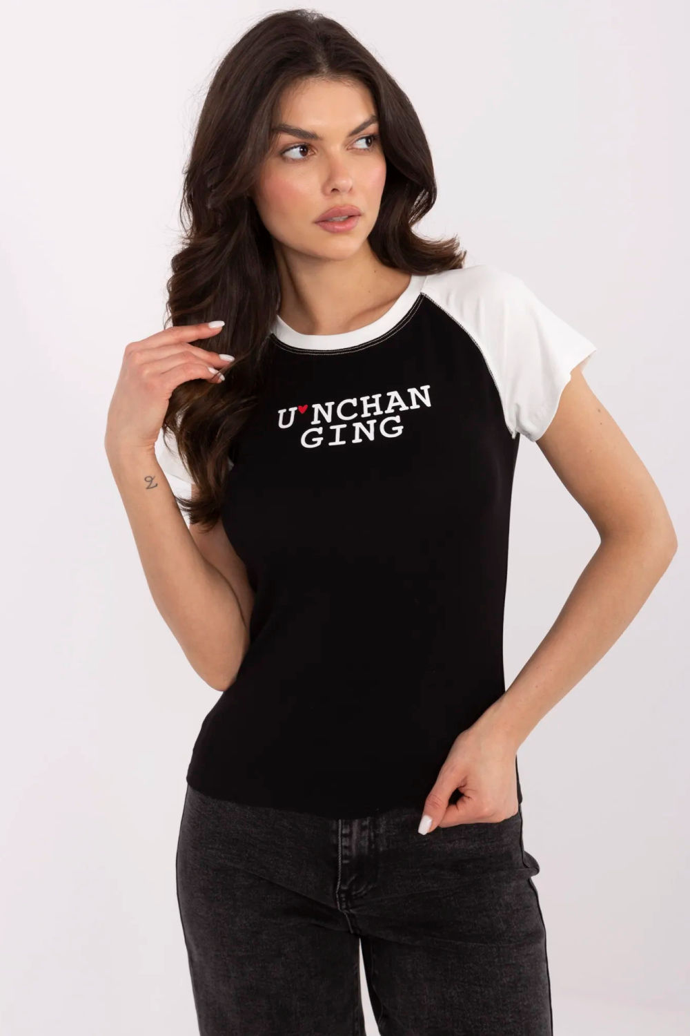 T-shirt Damski Model NM-TS-V7939.50 Black/White - NM210115 - Czarny