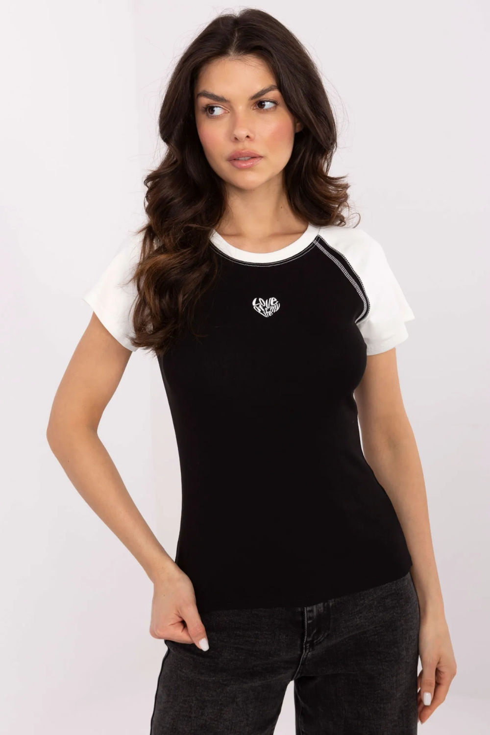 Tshirt Damski Model NM-TS-V7940.17 Black/White - NM210117 - Biały