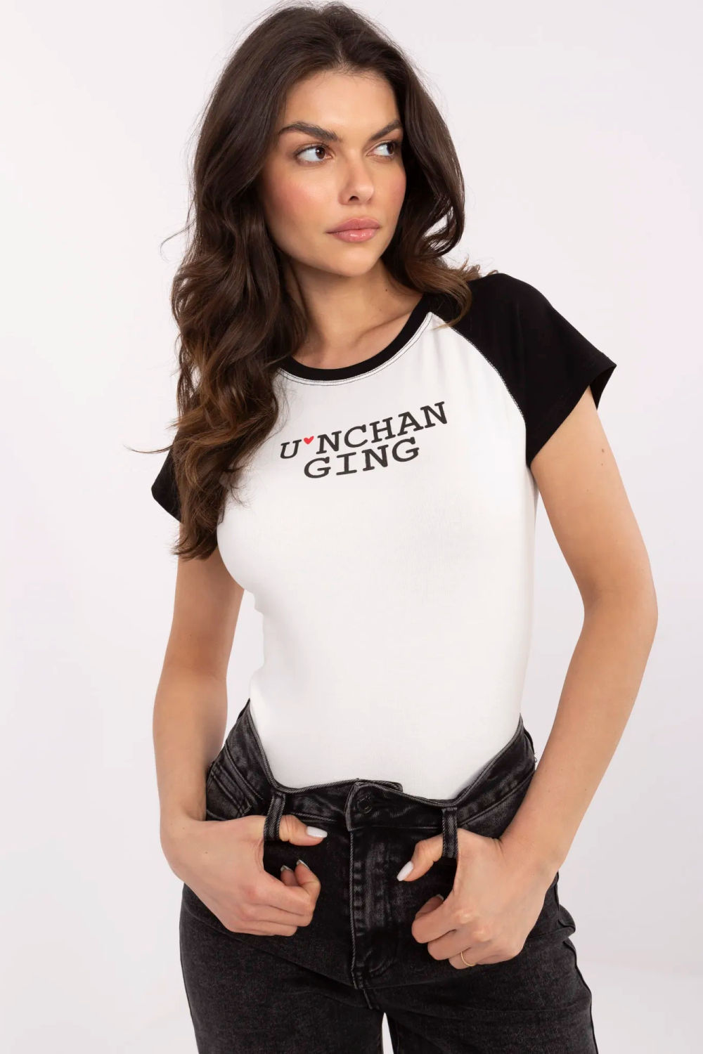 T-shirt Damski Model NM-TS-V7939.50 White/Black - NM210120 - Biały
