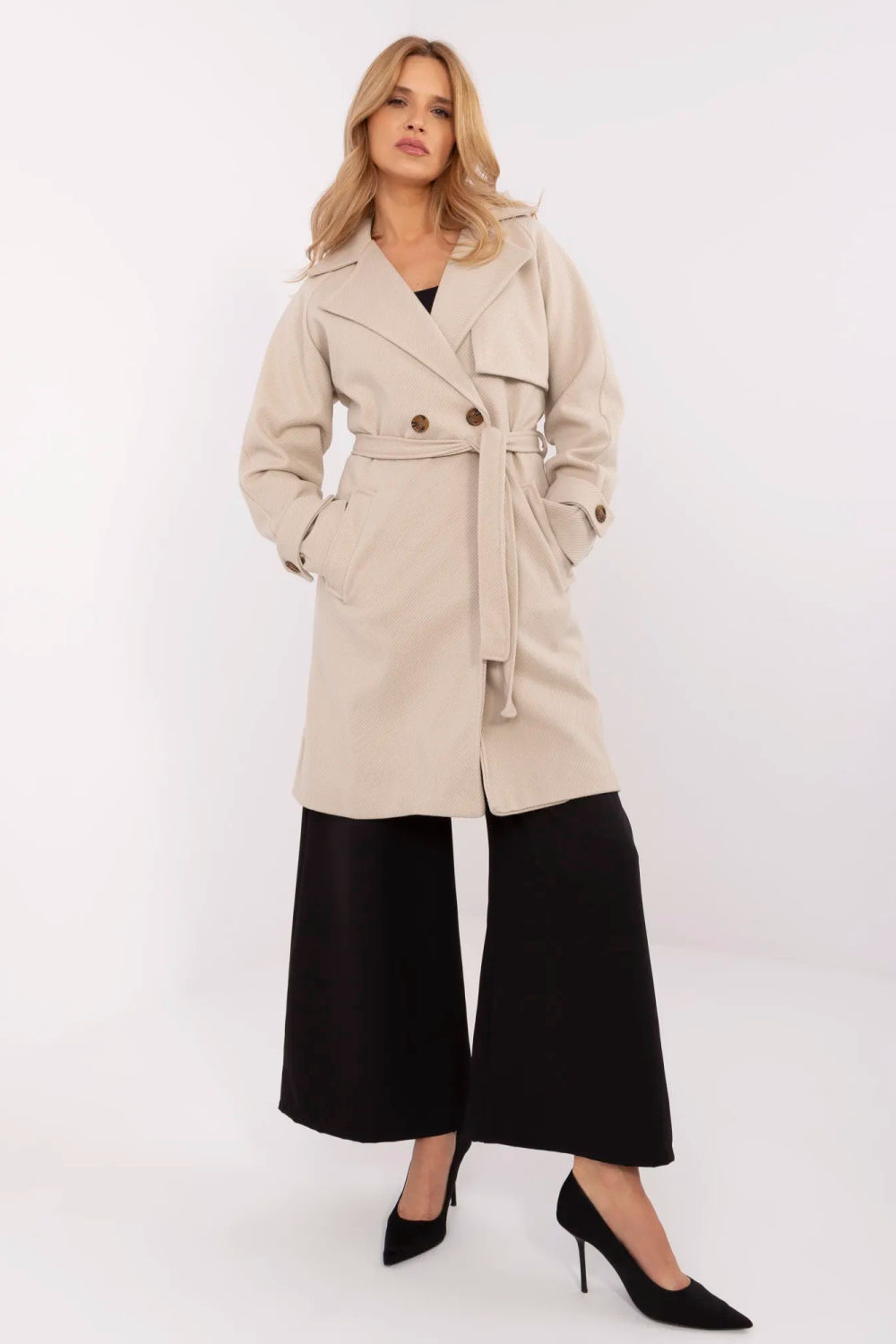 Płaszcz Damski Model TW-PL-BI-2309.86 Beige - Och Bella210667 - Beżowy