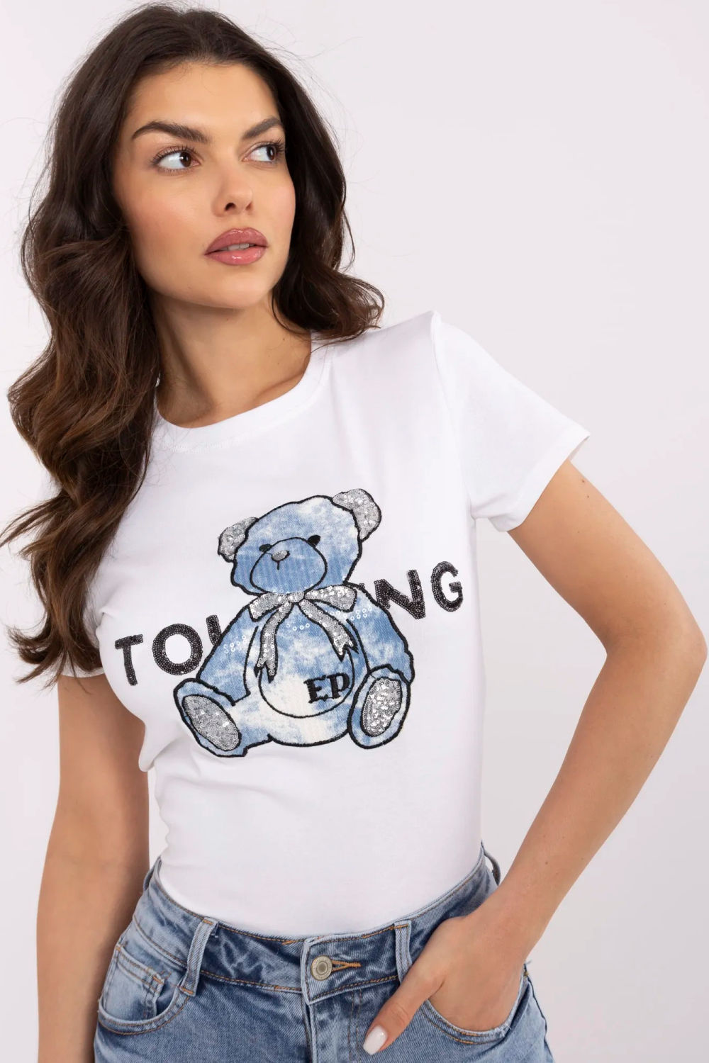 Tshirt Damski Model NM-TS-JX-09328.65P White/Blue - NM210873 - Biały - obrazek 4