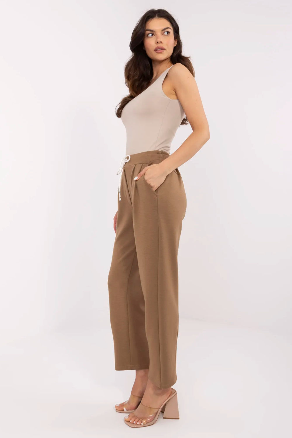 Spodnie Dresowe Model DHJ-SP-20523.66P Light Brown - Italy Moda210958 - Brązowy - obrazek 2