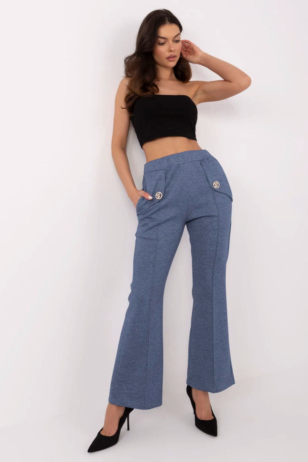 Spodnie Dresowe Model DHJ-SP-20518.12 Dark Blue - Italy Moda210963 - Niebieski