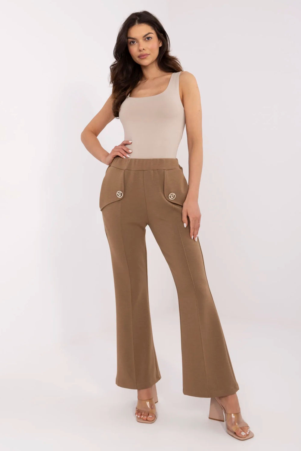 Spodnie Dresowe Model DHJ-SP-20518.12 Light Brown - Italy Moda210968 - Brązowy