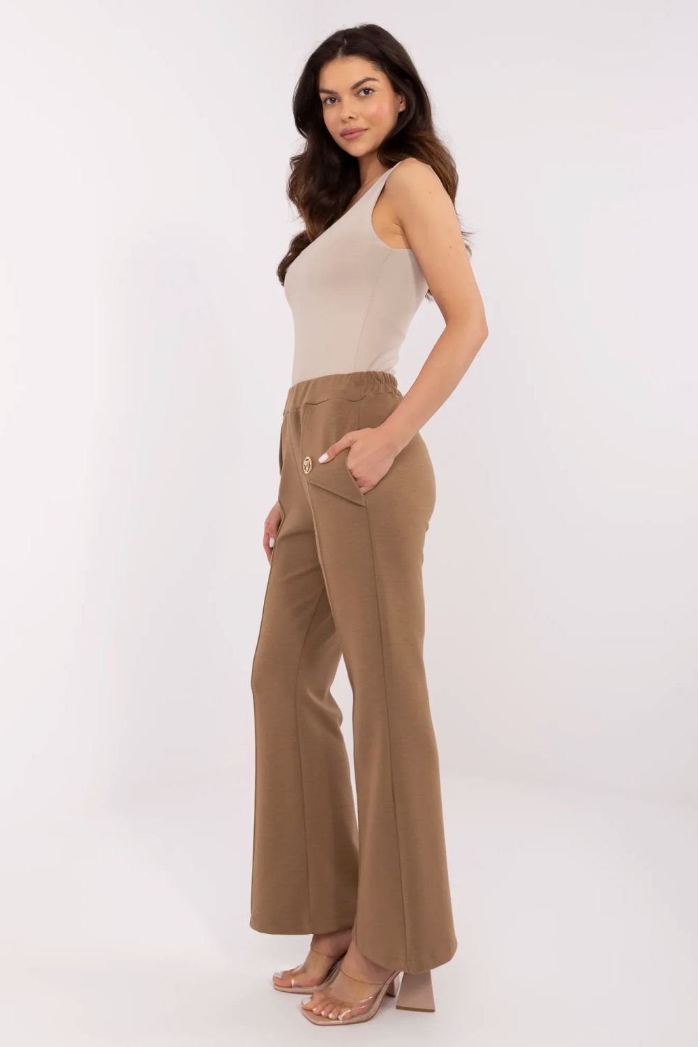 Spodnie Dresowe Model DHJ-SP-20518.12 Light Brown - Italy Moda210968 - Brązowy - obrazek 2