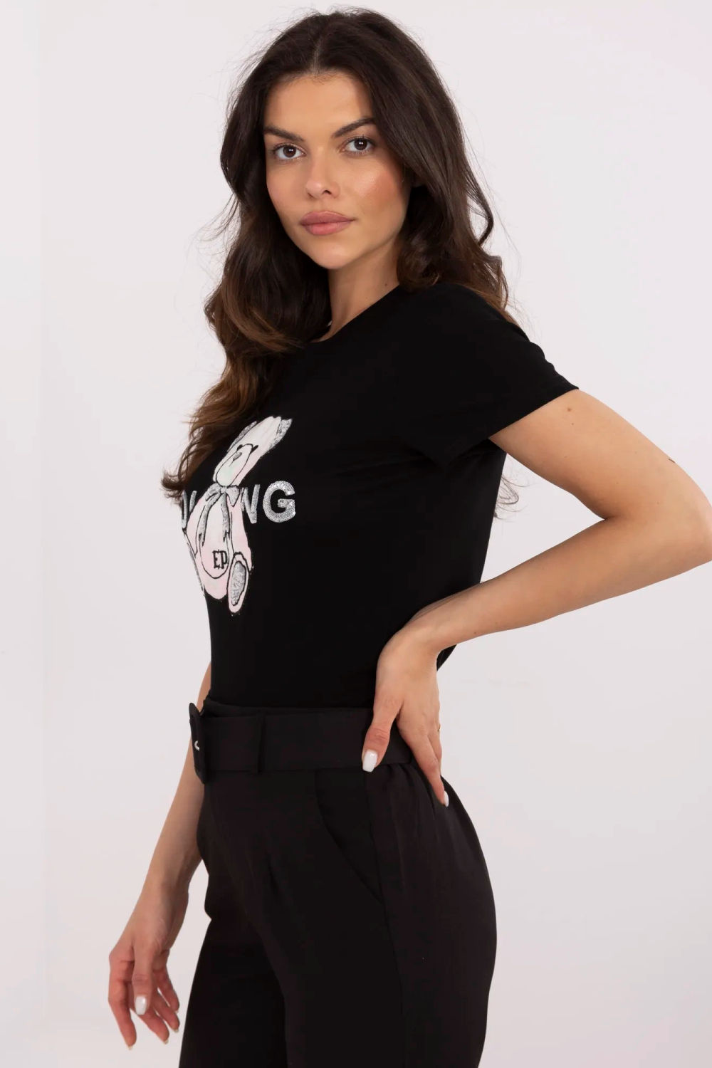 Tshirt Damski Model NM-TS-JX-09328.65P Black/Pink - NM211172 - Czarny - obrazek 2