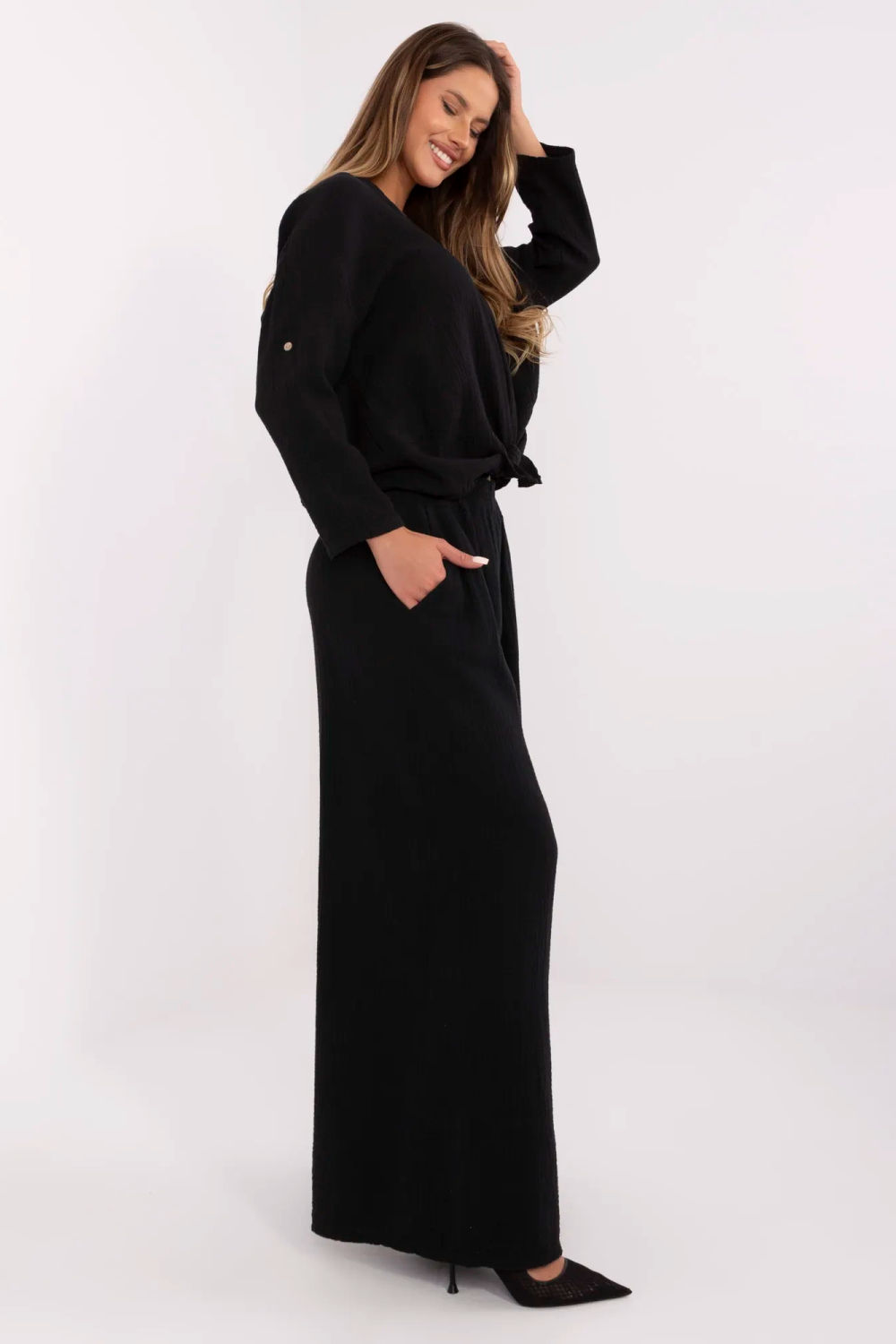 Spodnie Damskie Model MI-SP-2563.84 Black - Italy Moda211274 - Czarny - obrazek 2