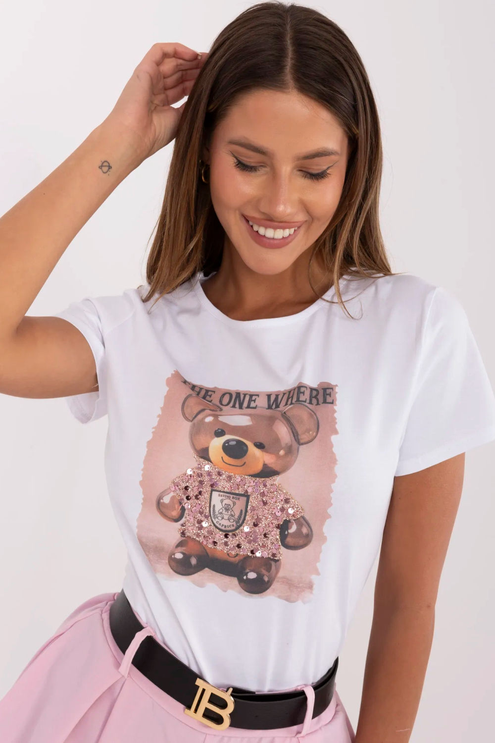 Tshirt Damski Model NM-TS-NG25285.74P White/Pink - NM211465 - Biały - obrazek 4