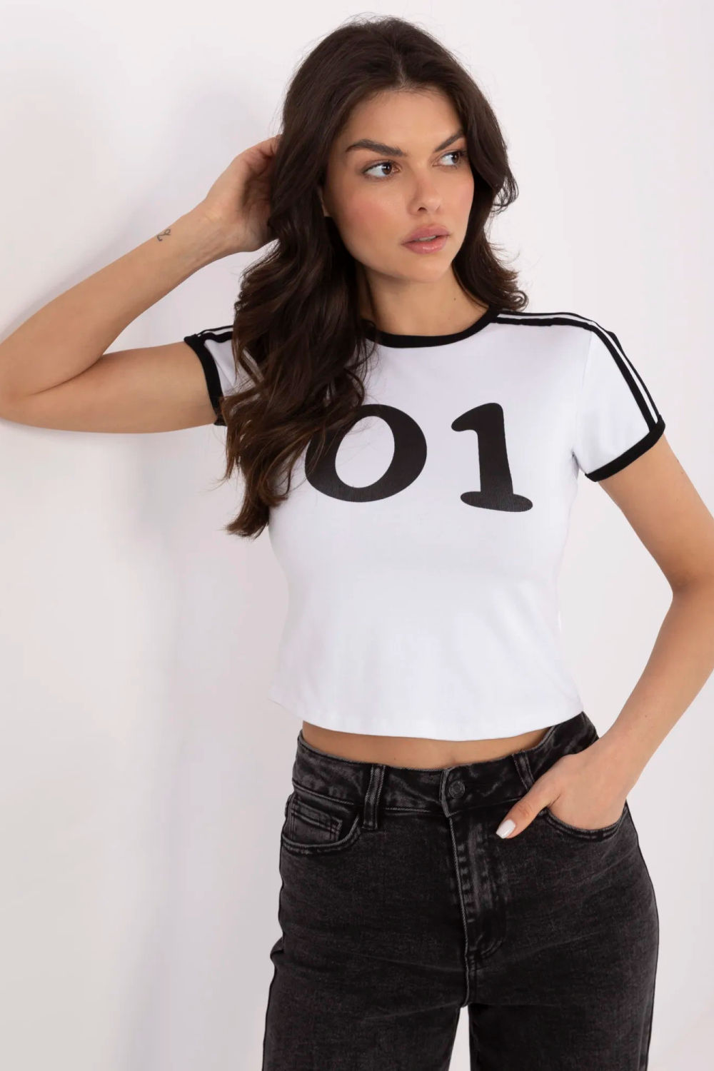 Tshirt Damski Model NM-TS-NG25218.83 White/Black - NM211470 - Czarny