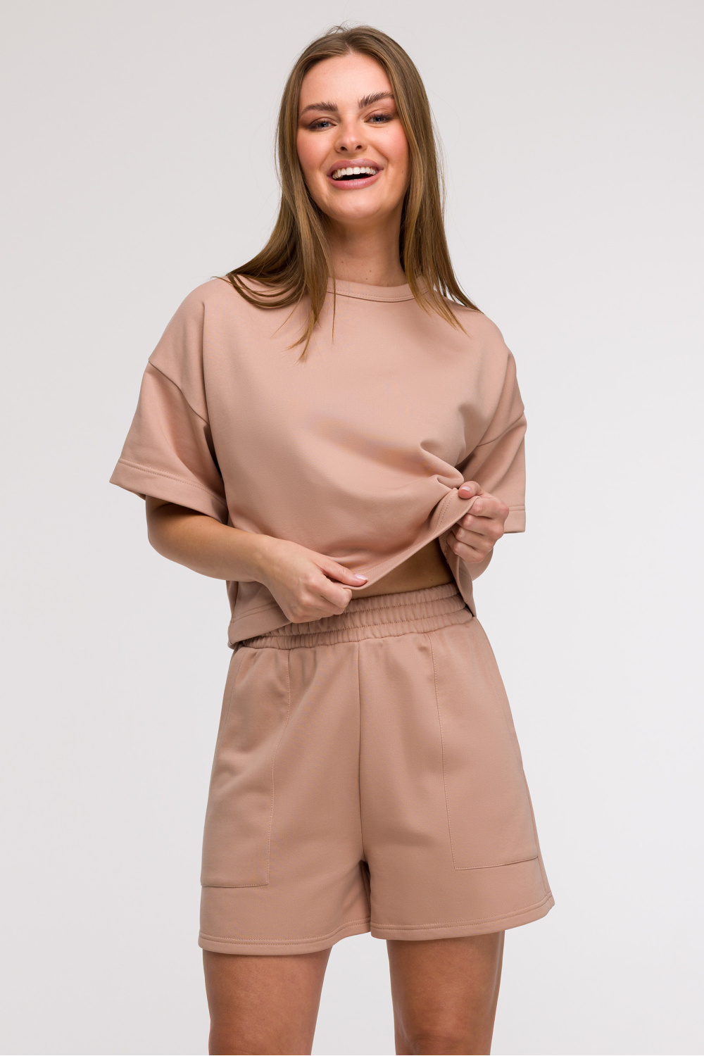 Szorty Damskie Model B295 Mocca - BeWear211514 - Beżowy