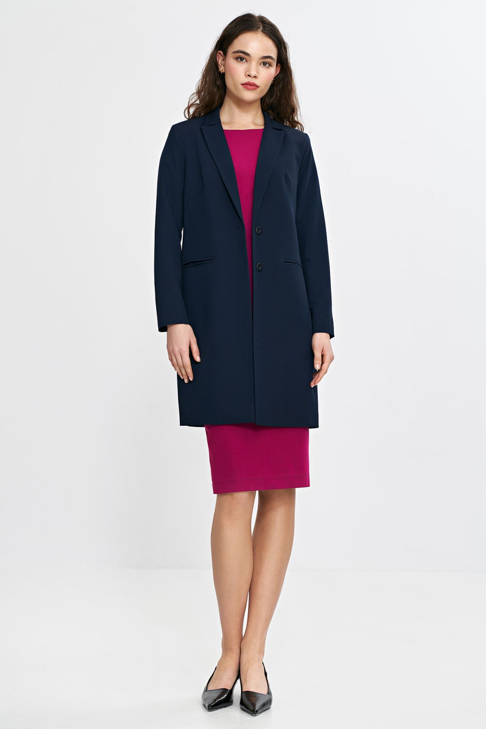 Marynarka płaszczyk Z81 Navy - Nife211810 - Granatowy - obrazek 2