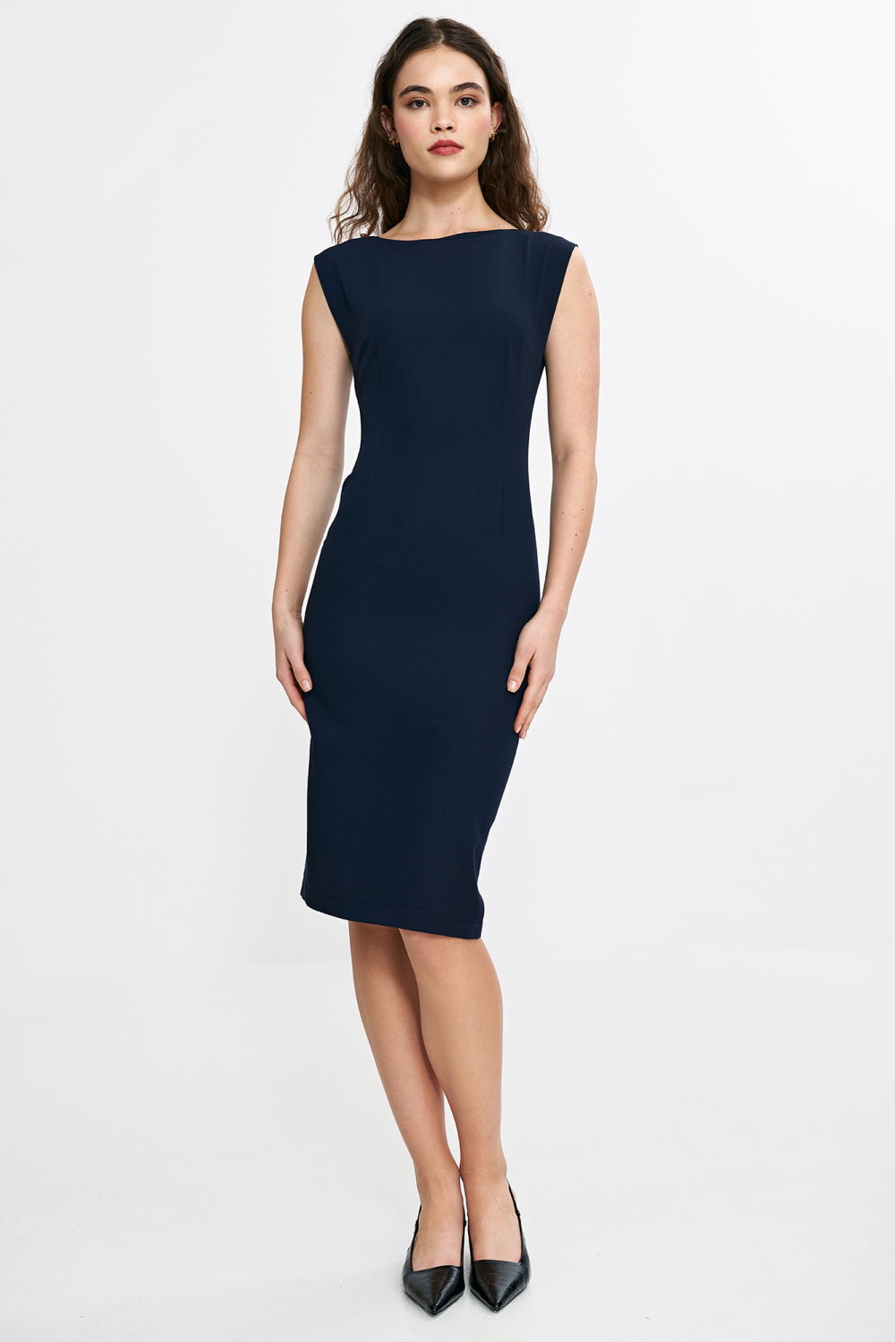 Sukienka z subtelnym dekoltem na plecach S266 Navy - Nife211811 - Granatowy - obrazek 2