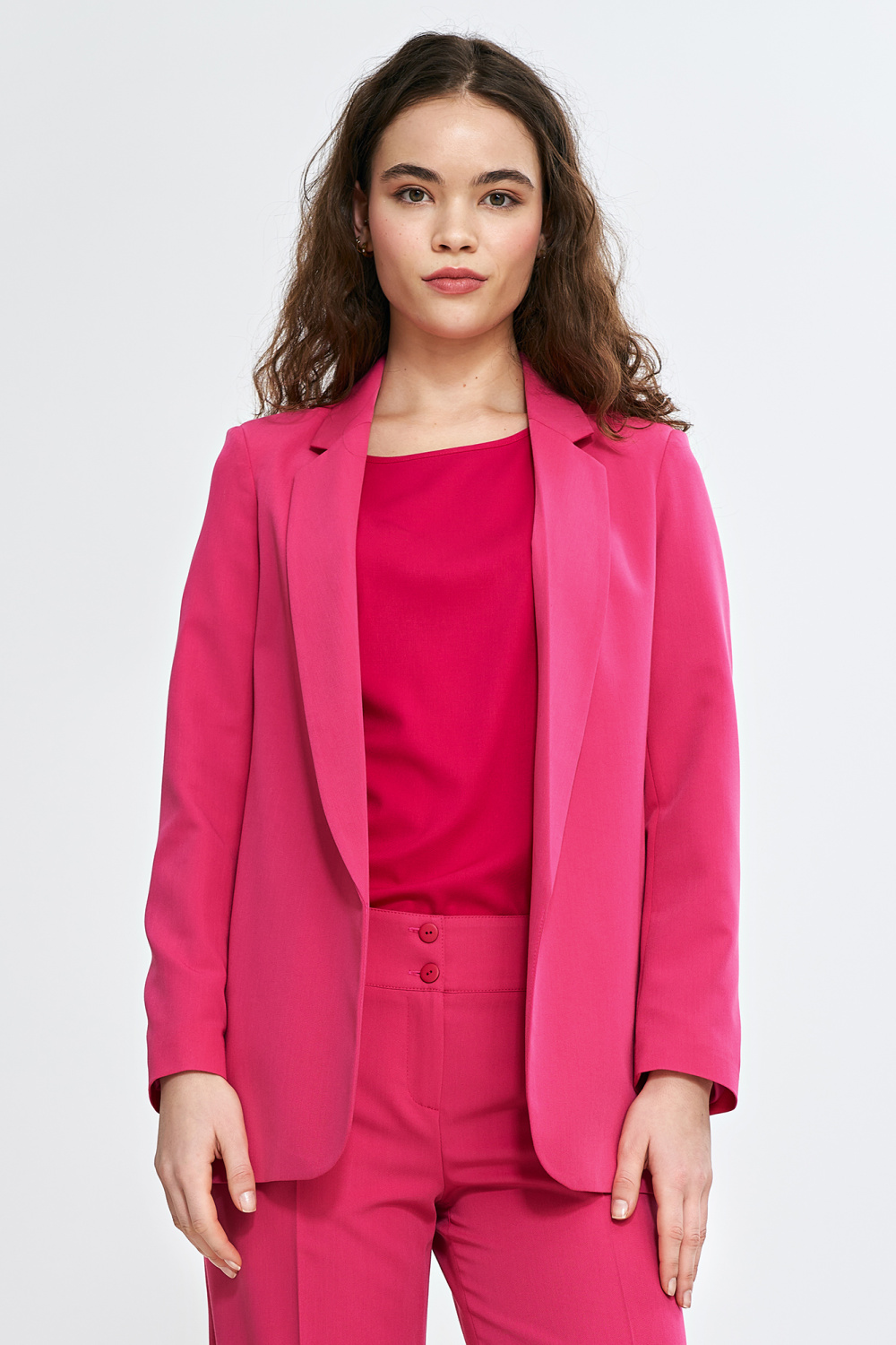Klasyczna marynarka Z77 Pink - Nife211813 - Różowy - obrazek 2