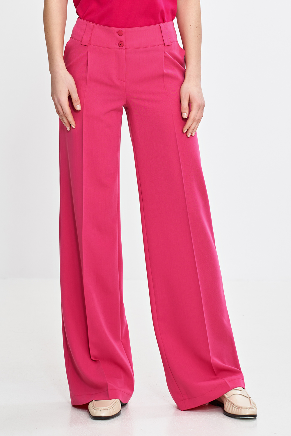 Spodnie wide leg z kantem SD112 Pink - Nife211814 - Różowy