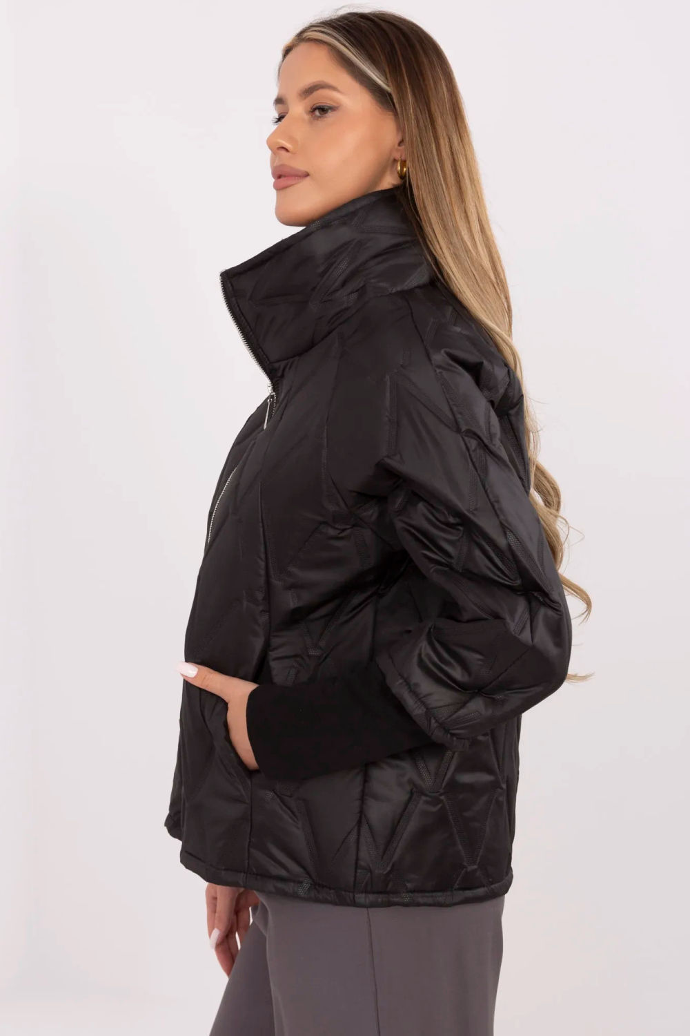 Kurtka Damska Model MI-KR-9002-1.74P Black - Italy Moda211826 - Czarny - obrazek 2