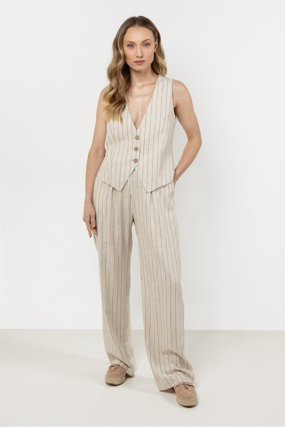 Spodnie Damskie Model A725 Mocca - awama212187 - Beżowy
