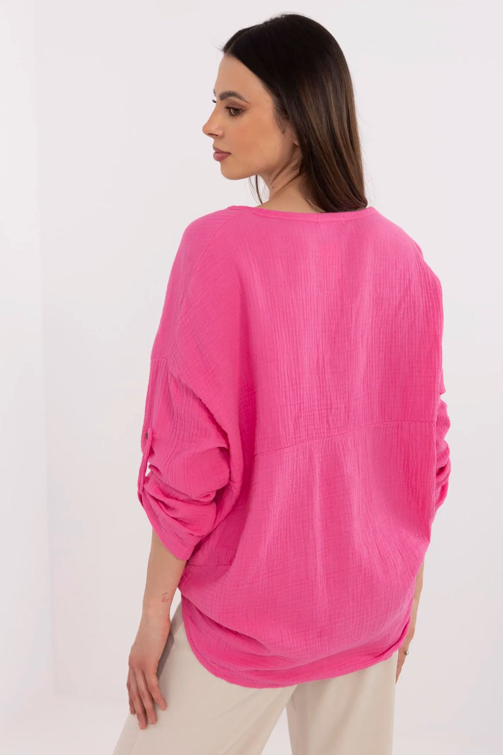 Koszula Damska Model DHJ-KS-25108.60P Fluo Pink - Italy Moda212534 - Różowy - obrazek 3