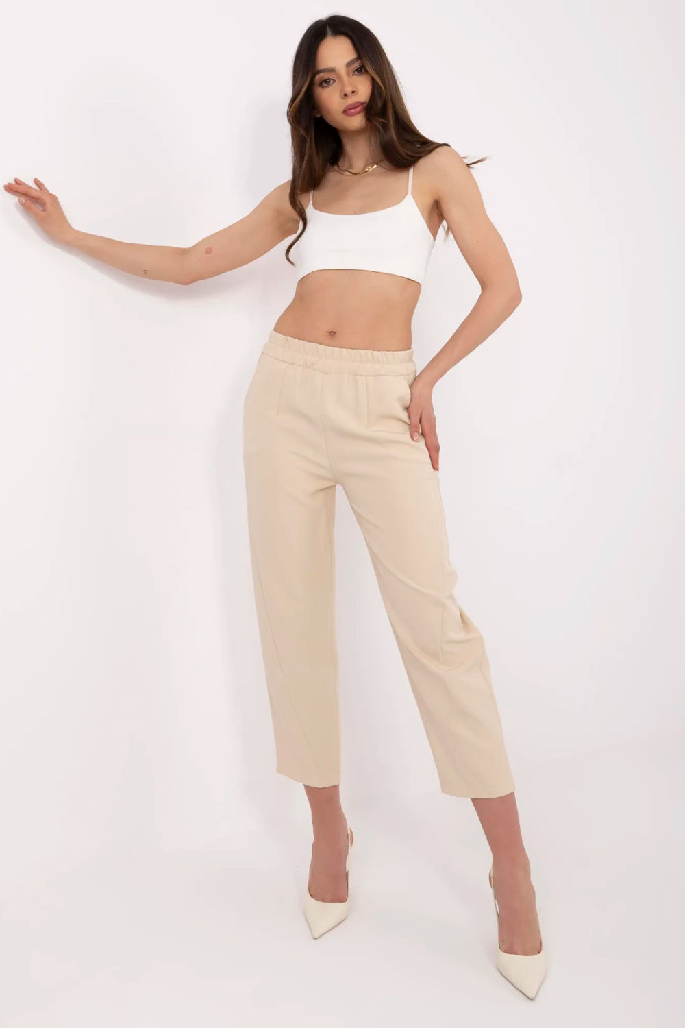 Spodnie Damskie Model TW-SP-BI-2171.68 Beige - Och Bella212654 - Beżowy