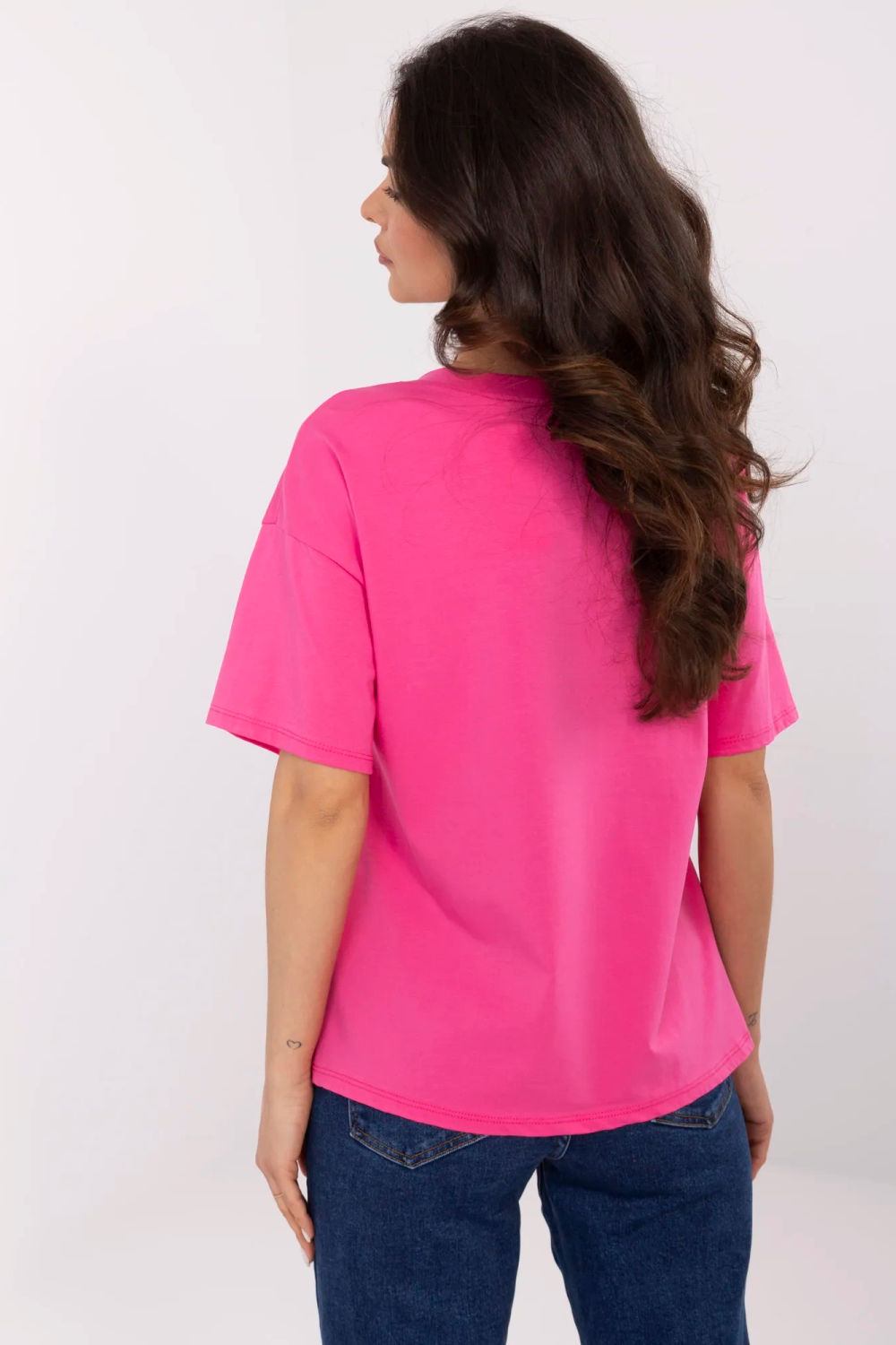 Tshirt Damski Model MI-TS-M3221-1.20P Dark Pink - Italy Moda213261 - Różowy - obrazek 3