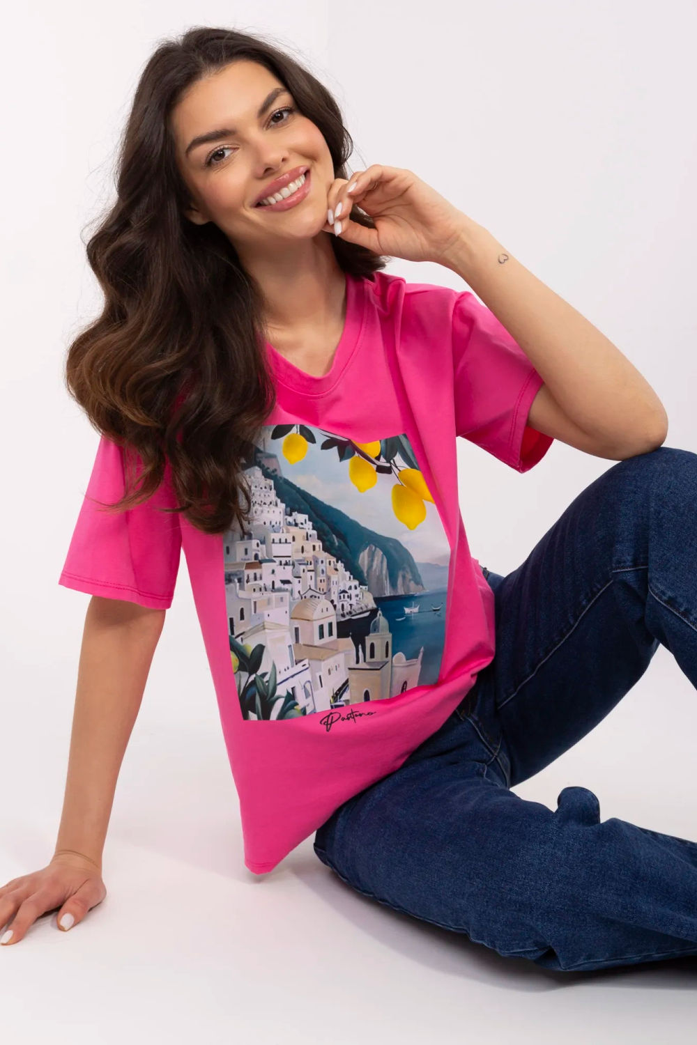 Tshirt Damski Model MI-TS-M3221-1.20P Dark Pink - Italy Moda213261 - Różowy - obrazek 4