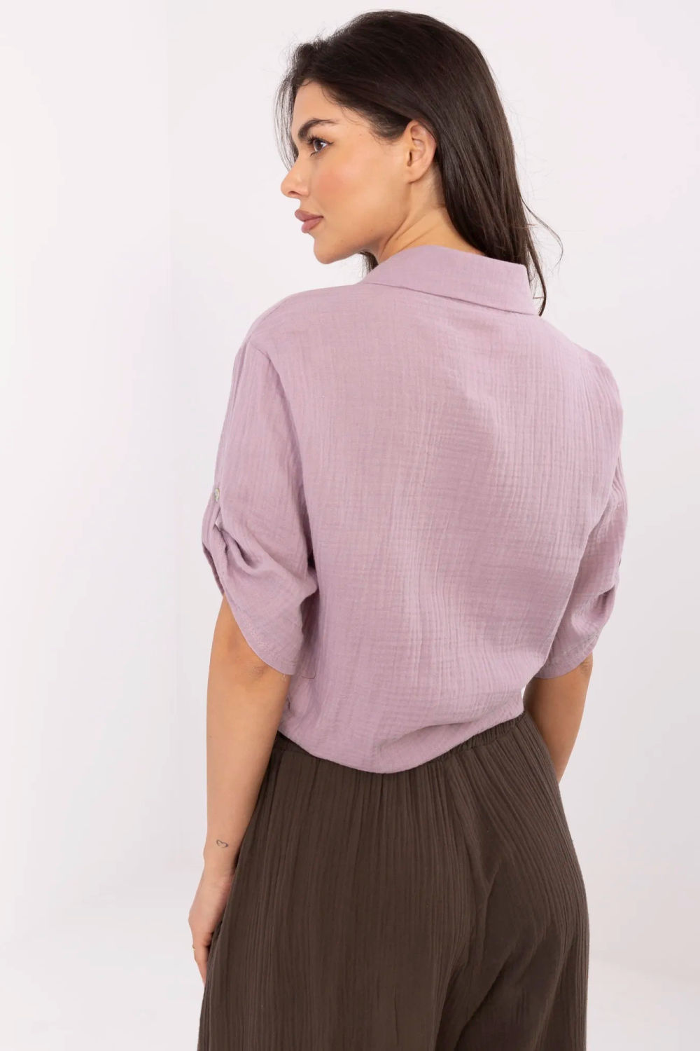 Koszula Damska Model DHJ-KS-8595-1.66 Light Violet - Italy Moda213425 - Fioletowy - obrazek 3