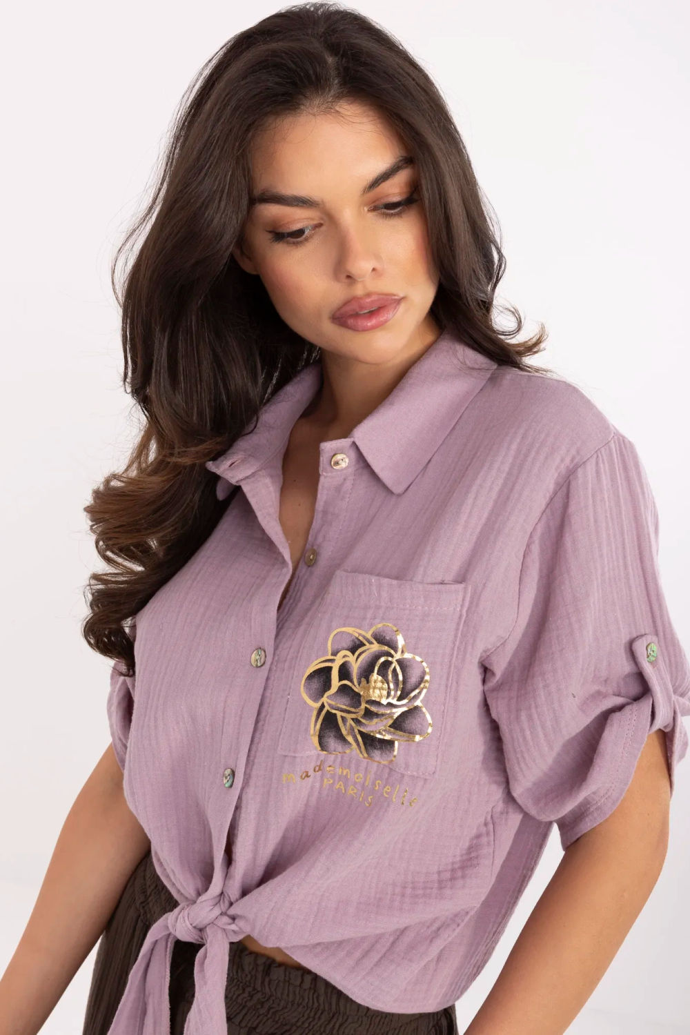Koszula Damska Model DHJ-KS-8595-1.66 Light Violet - Italy Moda213425 - Fioletowy - obrazek 4
