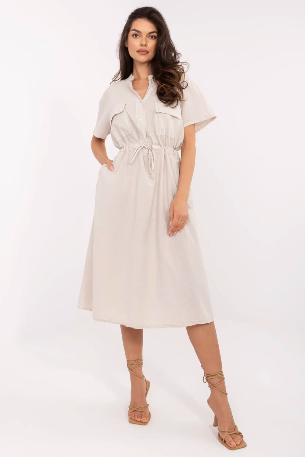Sukienka Model MI-SK-109898.68 Beige - Italy Moda213597 - Beżowy