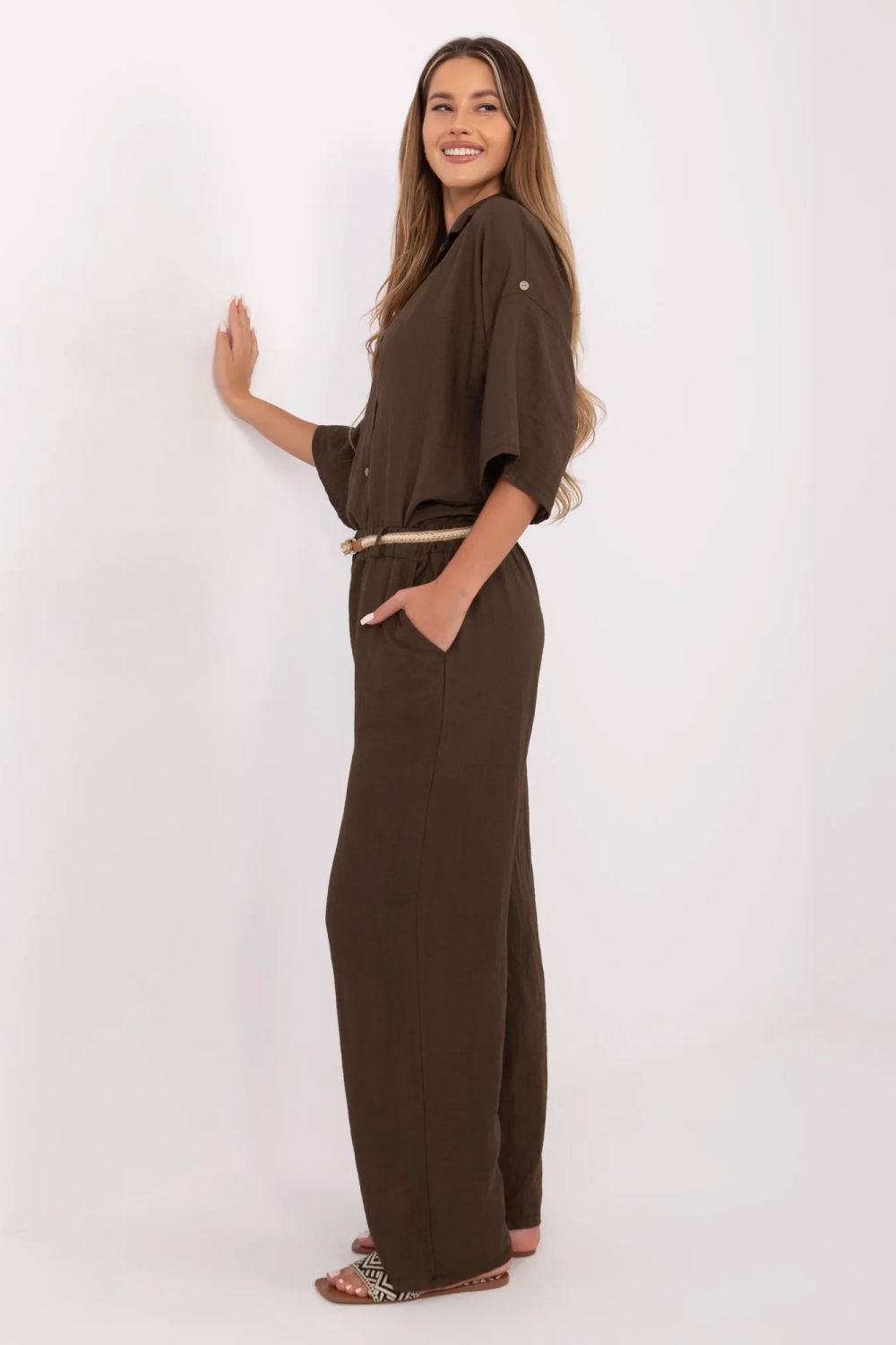 Spodnie Damskie Model MI-SP-6560.73P Dark Brown - Italy Moda214059 - Brązowy - obrazek 2