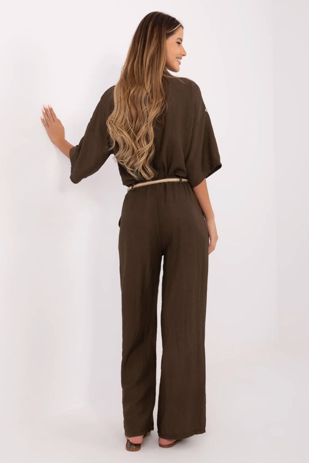Spodnie Damskie Model MI-SP-6560.73P Dark Brown - Italy Moda214059 - Brązowy - obrazek 3