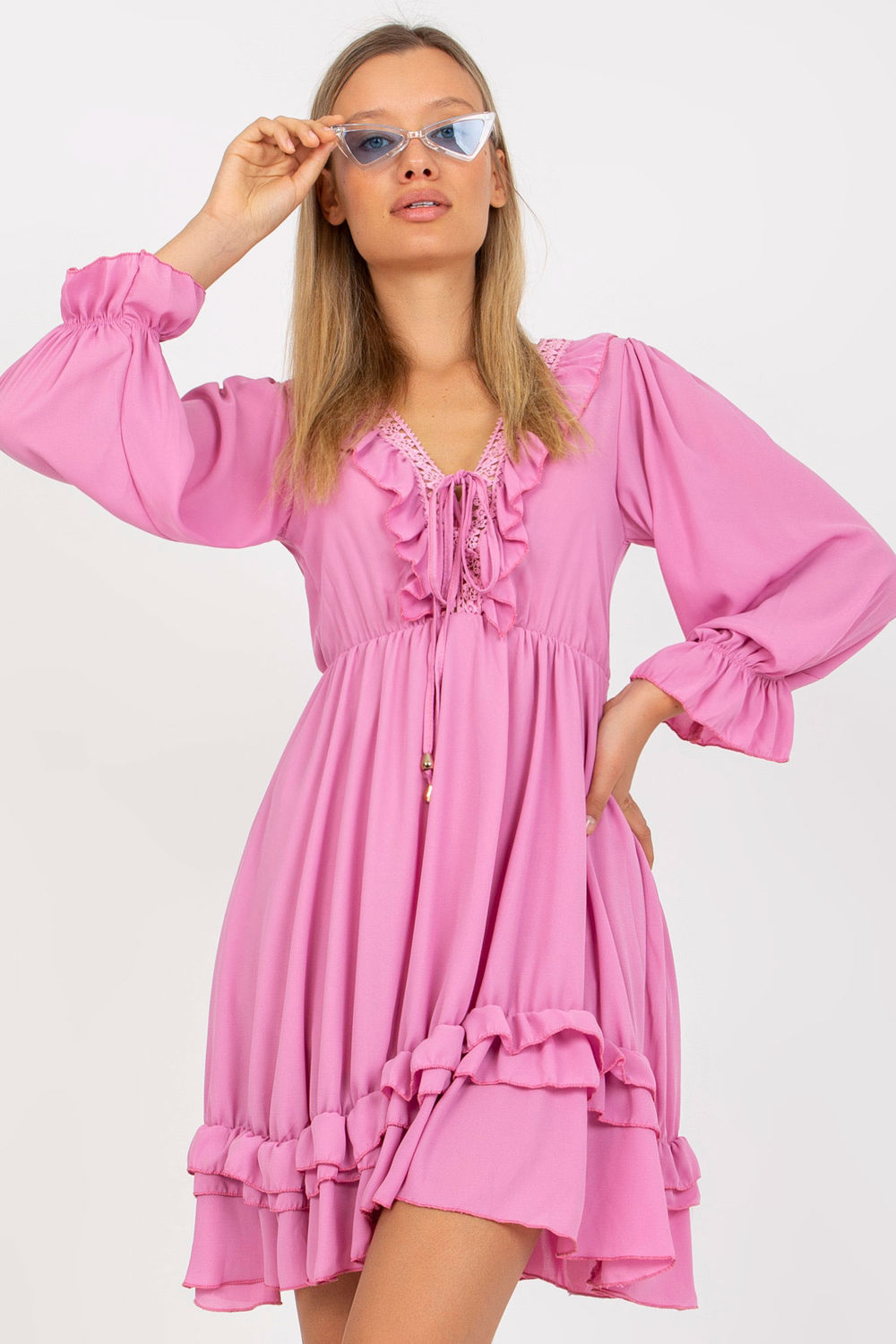 Sukienka Model TW-SK-BI-0761.92 Pink - Och Bella214440 - Różowy