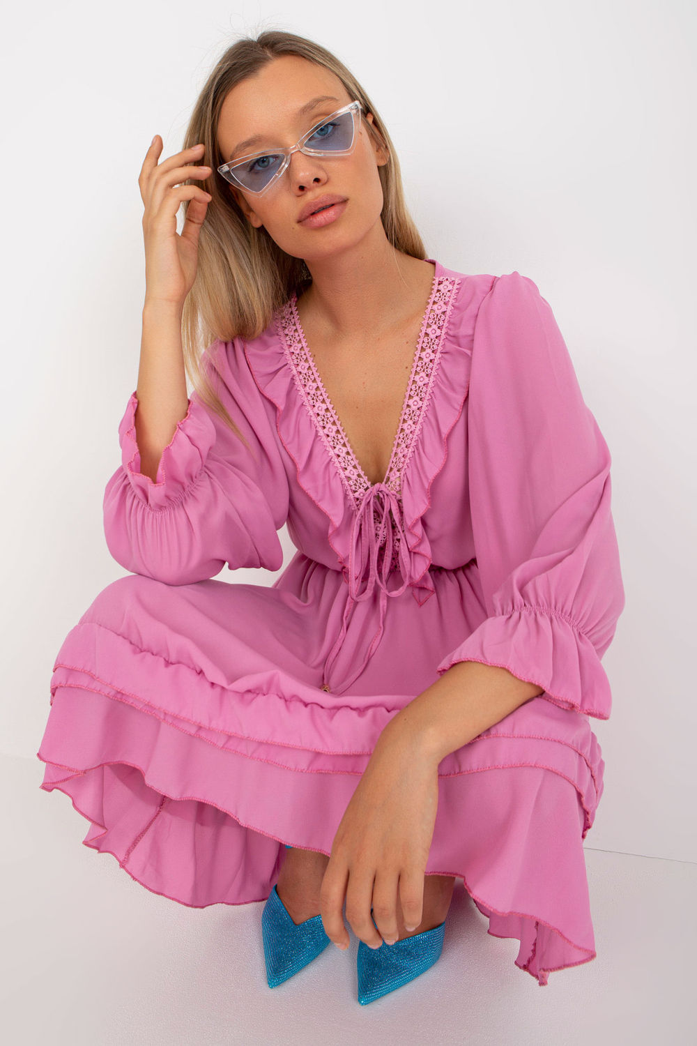 Sukienka Model TW-SK-BI-0761.92 Pink - Och Bella214440 - Różowy - obrazek 3