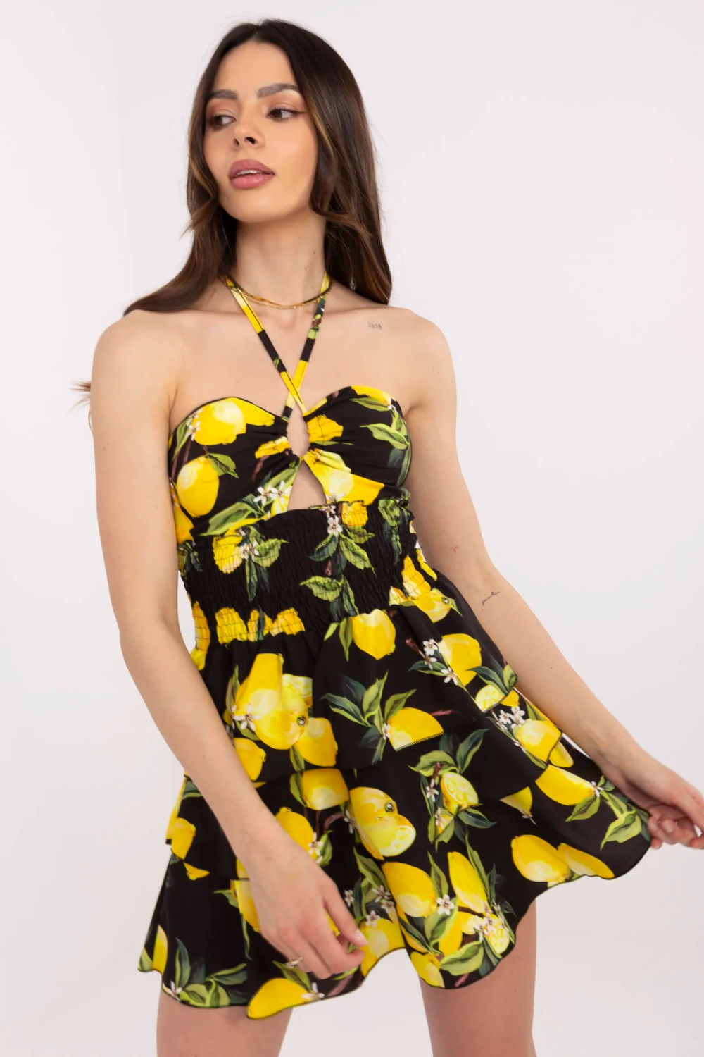 Sukienka Model MI-SK-23708.60 Black/Yellow - Italy Moda215222 - Czarny