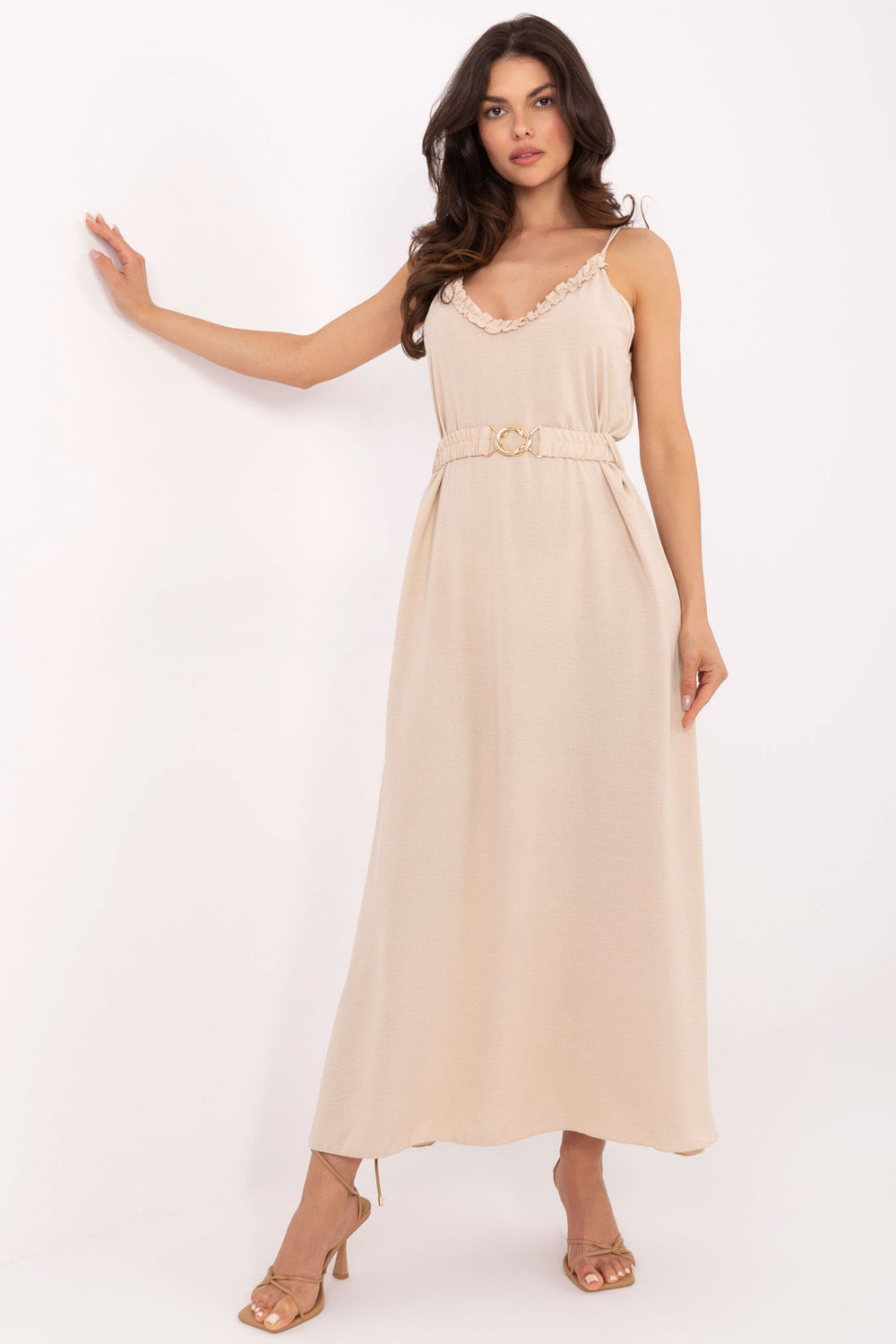 Sukienka Model TW-SK-BI-1458-1.64 Beige - Och Bella215235 - Beżowy