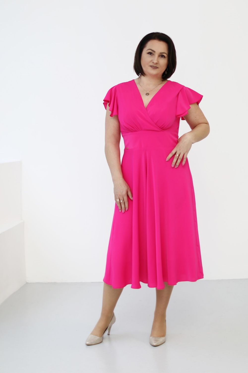Sukienka Model Lamira Fuksja - Jersa215332 - Różowy