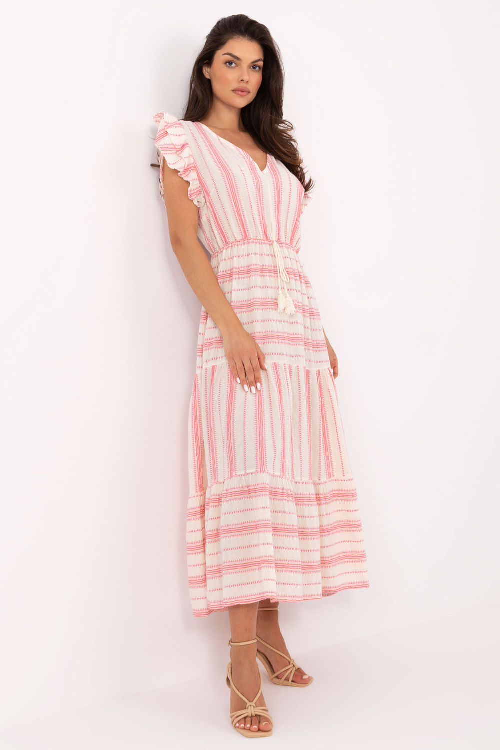 Sukienka Model TW-SK-BI-28760.97 White/Pink - Och Bella215563 - Różowy - obrazek 2