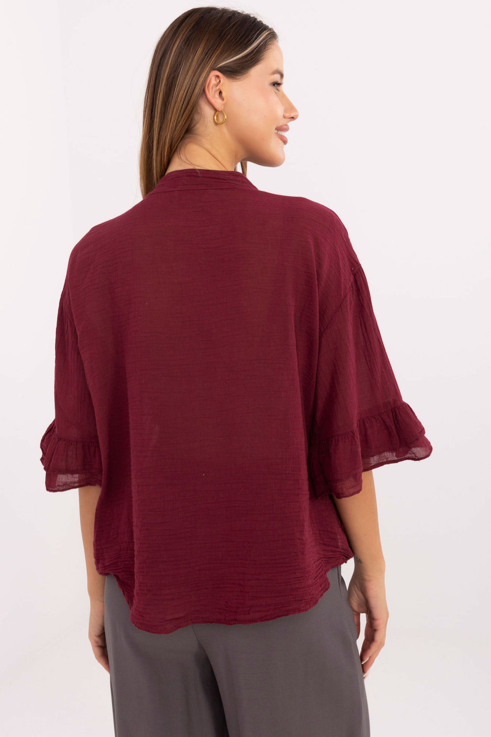 Koszula Damska Model MI-KS-92224.95 Bordo - Italy Moda215811 - Czerwony - obrazek 3