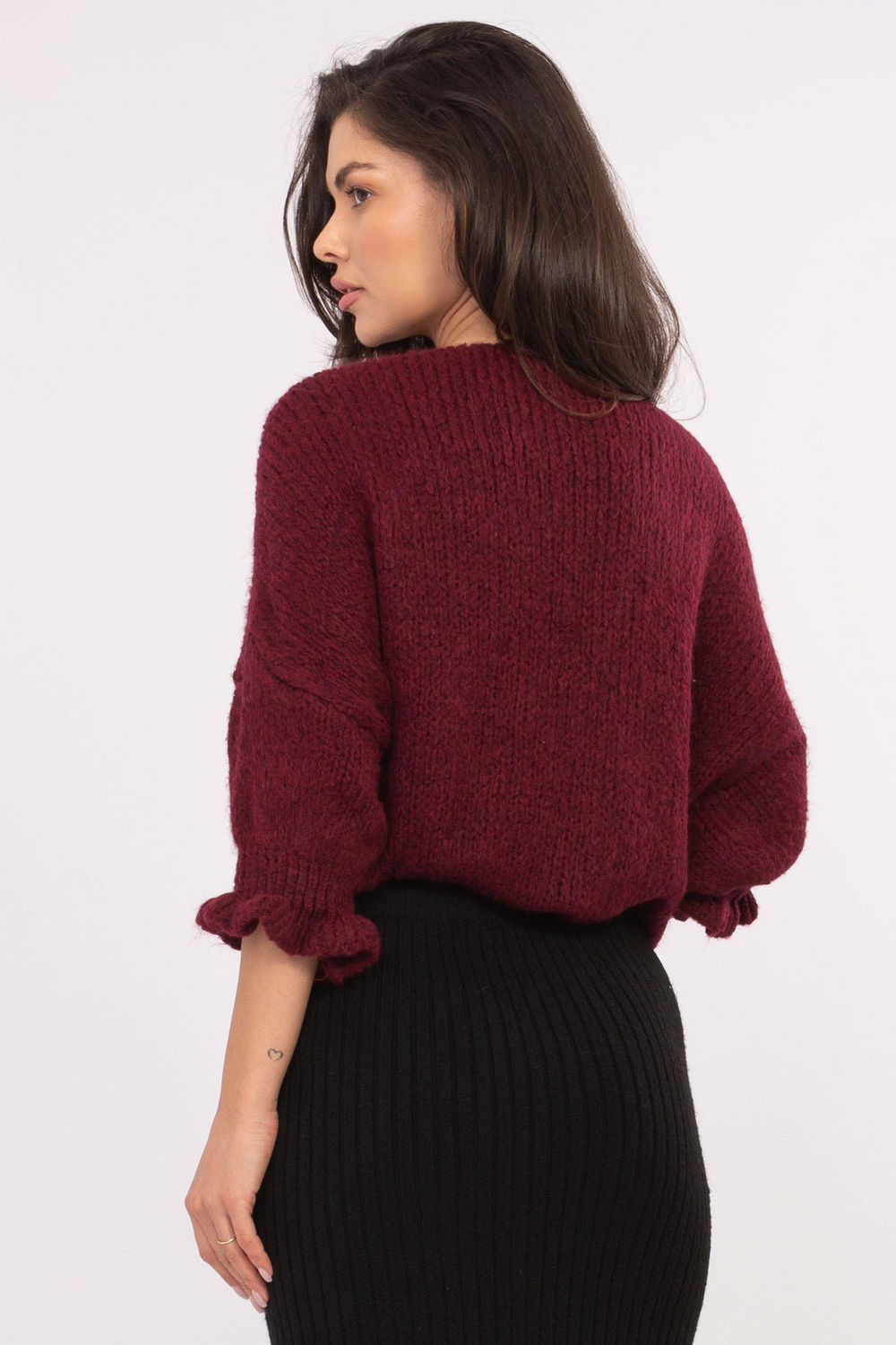 Sweter Damski Model MI-SW-2911.91 Bordo - Italy Moda216109 - Czerwony - obrazek 3