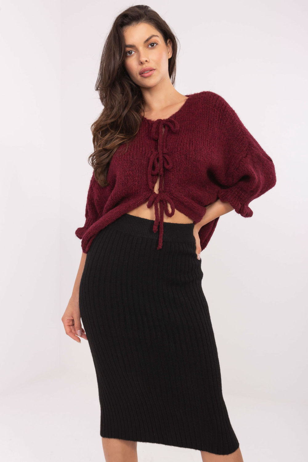 Sweter Damski Model MI-SW-2911.91 Bordo - Italy Moda216109 - Czerwony - obrazek 4