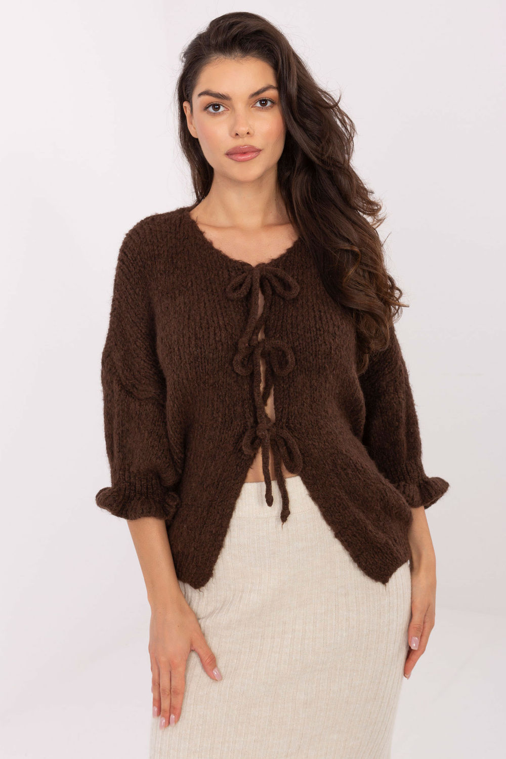 Sweter Damski Model MI-SW-2911.91 Brown - Italy Moda216110 - Brązowy - obrazek 2