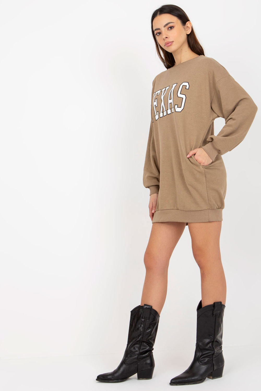Bluza Damska Model EM-BL-U719.82P Dark Beige - Ex Moda216172 - Beżowy - obrazek 2