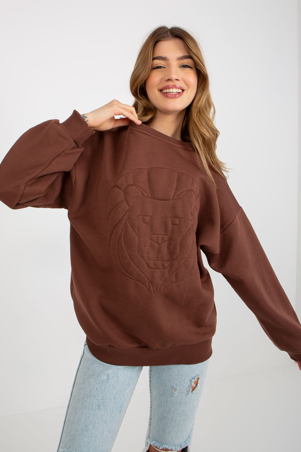 Bluza Damska Model EM-BL-617-4.41P Brown - Ex Moda216192 - Brązowy - obrazek 3