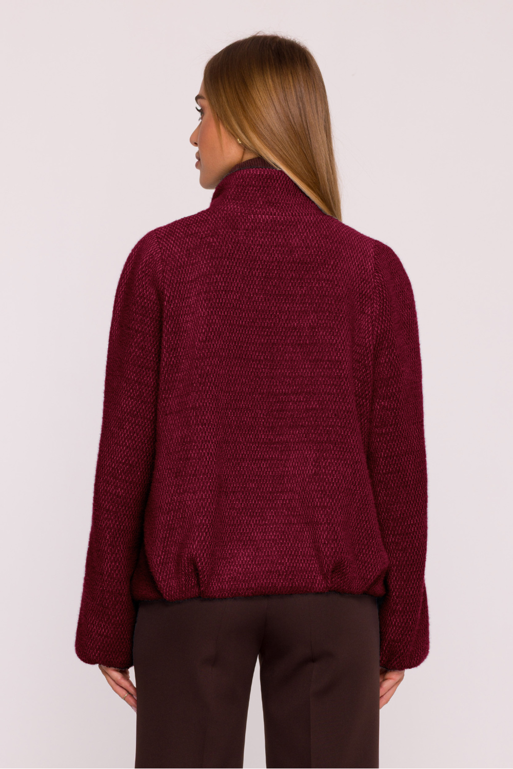 Kurtka Damska Model MOE885 Bordo - Moe216573 - Czerwony - obrazek 3