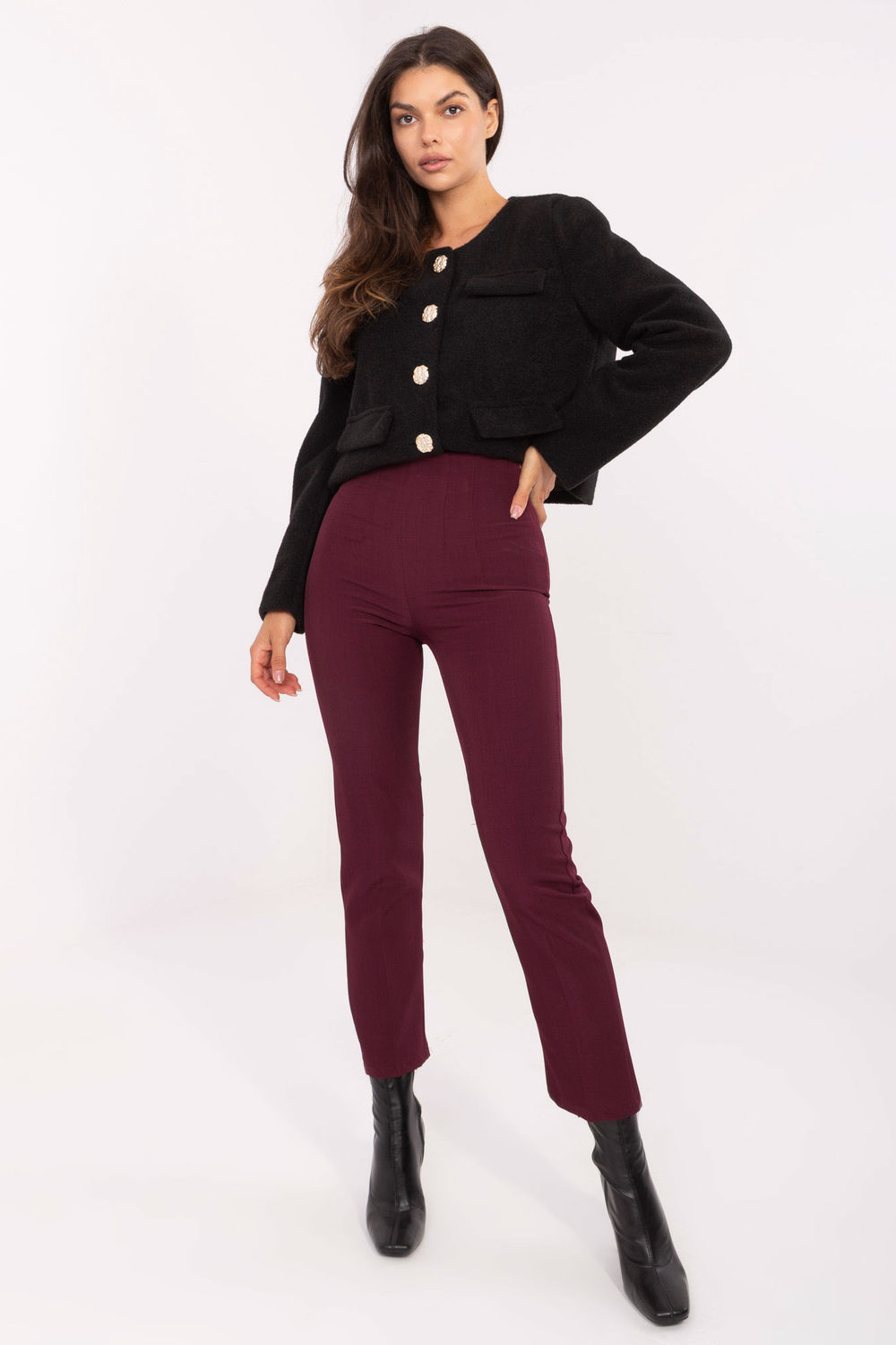 Spodnie Damskie Model IT-SP-FL9069.00 Bordo - Rue Paris216742 - Czerwony